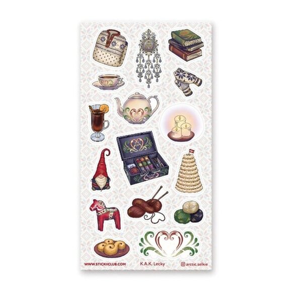 3 for $15 - Old-Fashioned Nordic Winter Stickers - 1 Sticker Sheet - NEW - Picture 2 of 4
